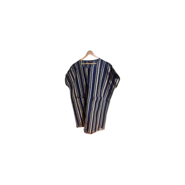 Hand Woven Striped Poncho Dress - Image 4