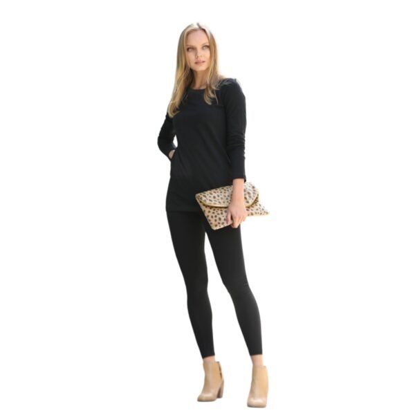 Microfiber Round Neck Top & Leggings Set - Image 2