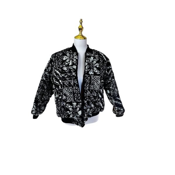 Female Double Lined Ankara Bomber Jacket - Image 9