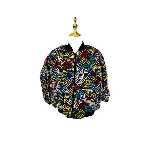 Female Double Lined Ankara Bomber Jacket - Image 7