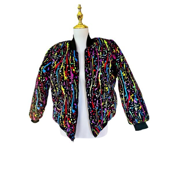 Female Double Lined Ankara Bomber Jacket - Image 5