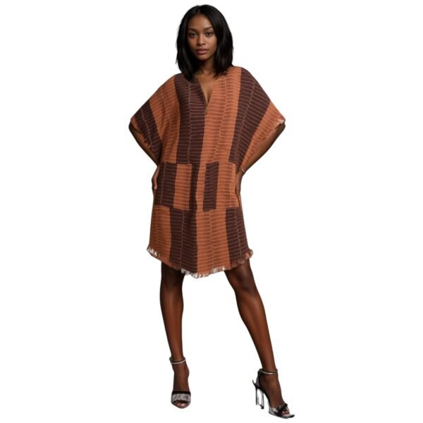 Hand Woven Striped Poncho Dress - Image 5