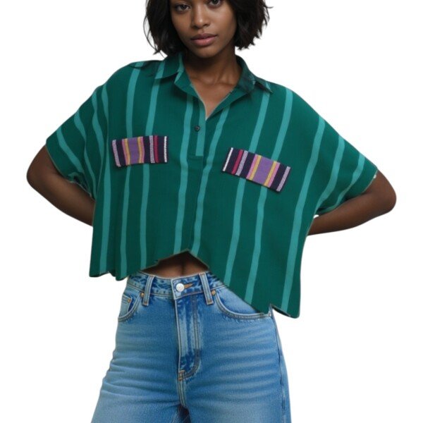 Hand Woven Aso Oke Top with Striped Pattern