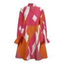 Fall Printed Contrast Long Sleeve Dress