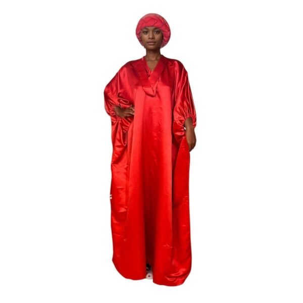Kayla Collection Tie Neck Kaftan Dress With Headpiece