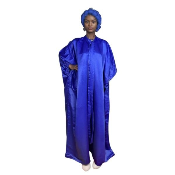 Kayla Collection Tie Neck Kaftan Dress With Headpiece - Image 3