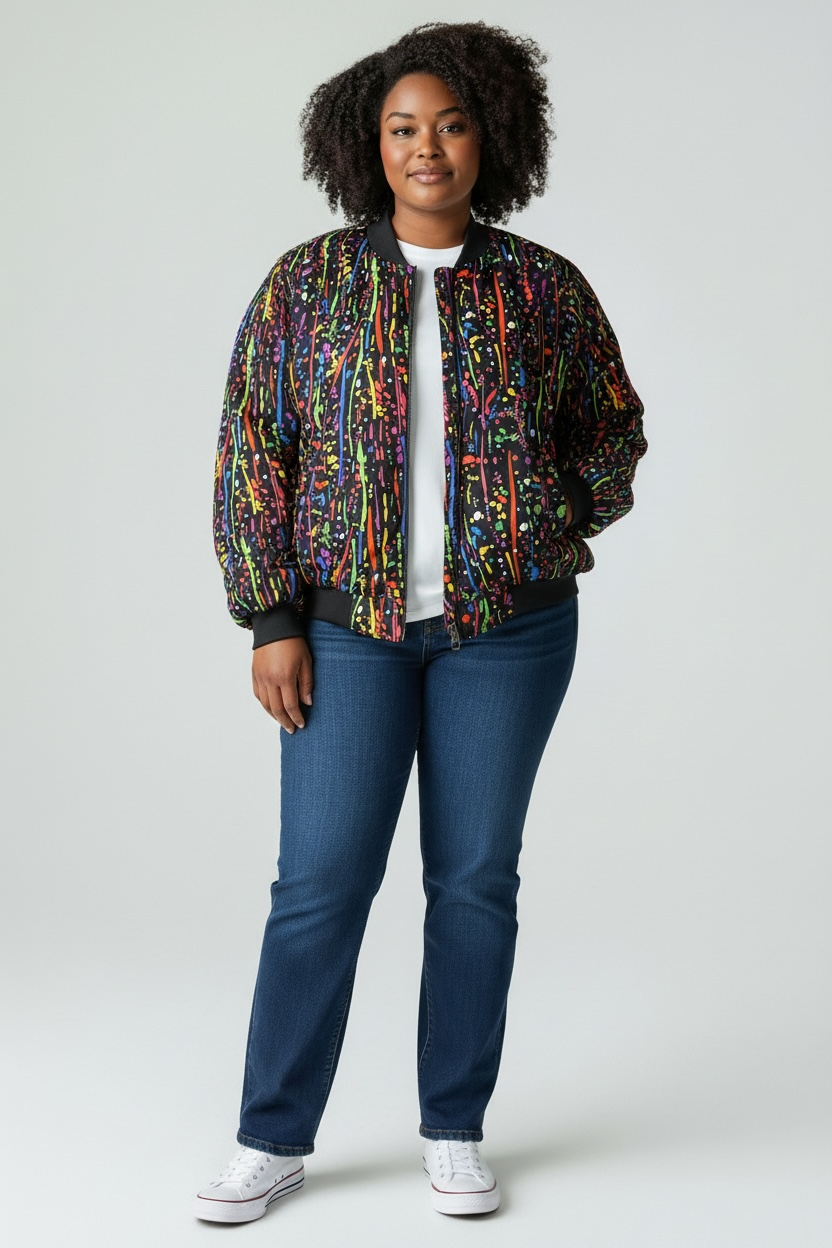 Female Double Lined Ankara Bomber Jacket - Image 2