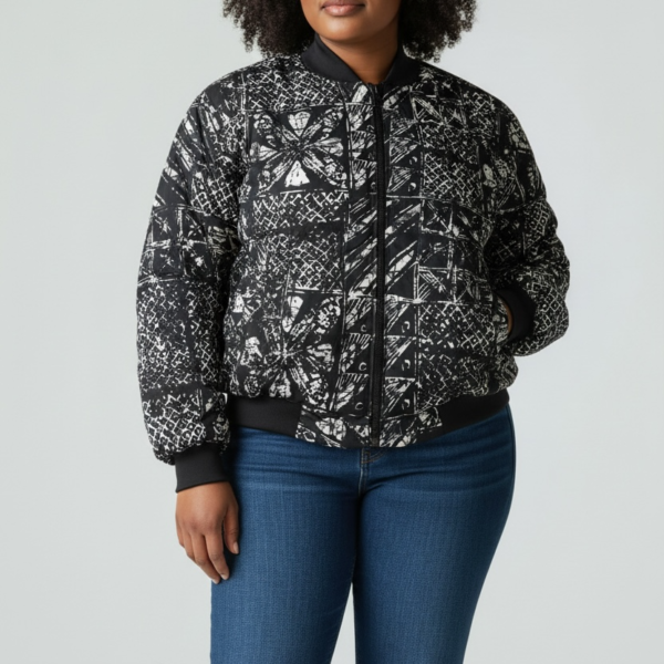 Female Double Lined Ankara Bomber Jacket