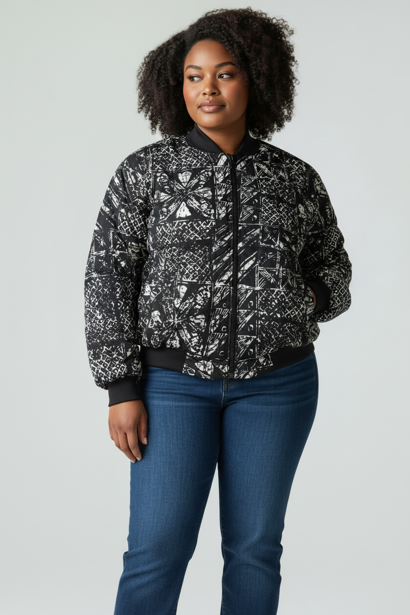 Female Double Lined Ankara Bomber Jacket