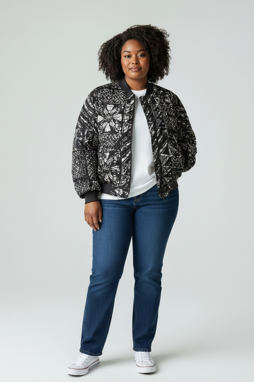Female Double Lined Ankara Bomber Jacket - Image 5
