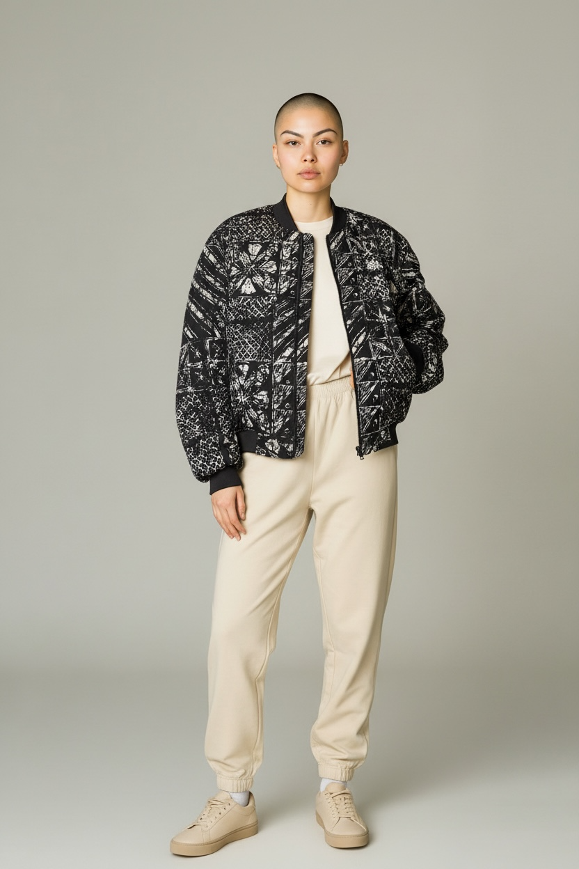 Female Double Lined Ankara Bomber Jacket - Image 10