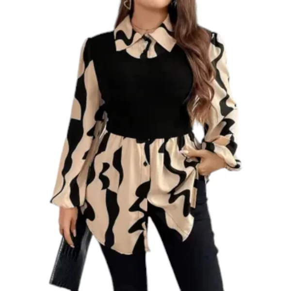 Plus Size Color Block Blouse - Image 3