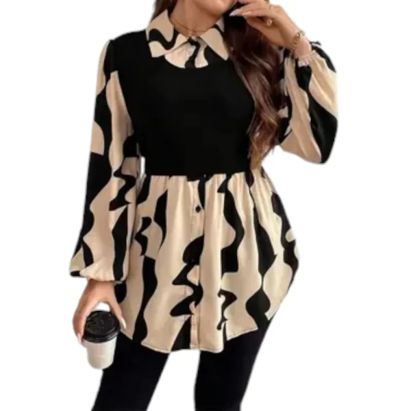 Plus Size Color Block Blouse - Image 5