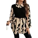 Plus Size Color Block Blouse
