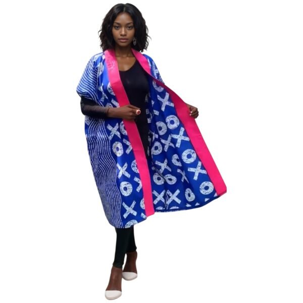 Adire With Aso Oke Trimming Kimono