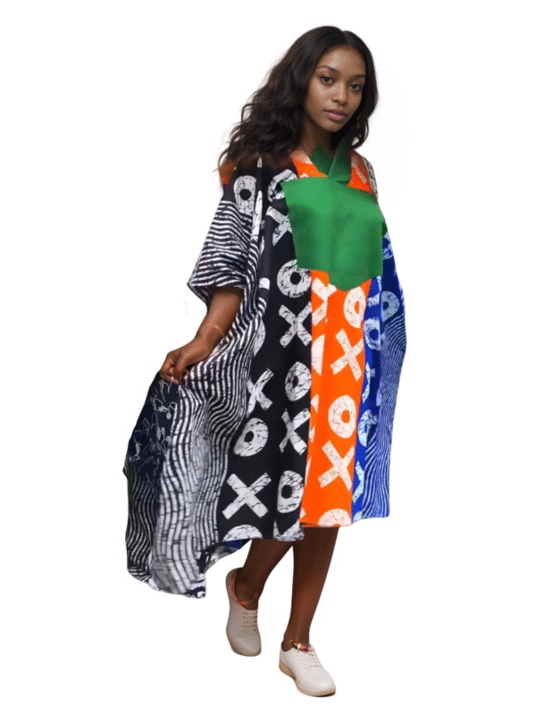 Colorful Patterned Short Adire Bubu Dress