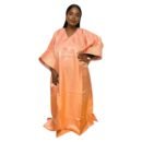 Shiny Maxi Dress/Boubou With Embroidered Sleeves And Inner Belt