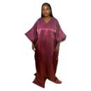 Shiny Maxi Dress/Boubou With Embroidered Sleeves And Inner Belt