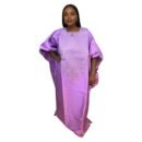 Embroidered Maxi Dress/Boubou With Elastic Band Sleeves And Inner Belt
