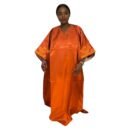 Shiny Maxi Dress/Boubou With Embroidered Sleeves And Inner Belt