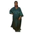 Shiny Maxi Dress/Boubou With Embroidered Sleeves And Inner Belt