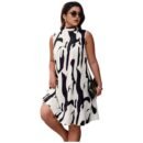 Random Print Sleeveless Back Knot Dress