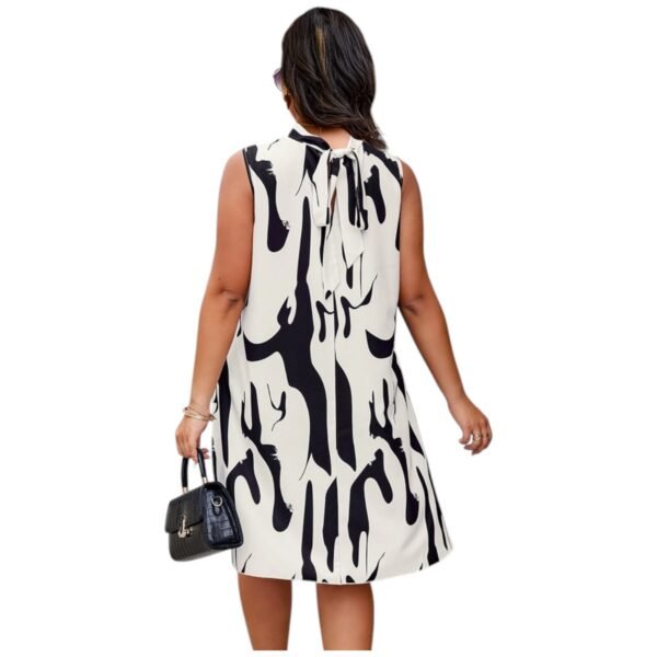 Random Print Sleeveless Back Knot Dress - Image 5