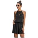 Halter Lace Sleeveless Patchwork Romper For Women
