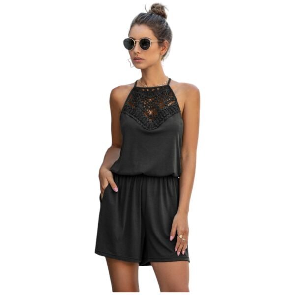Halter Lace Sleeveless Patchwork Romper For Women - Image 2