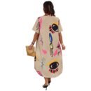 Allover Print Button Up Loose Shirt  Dress - Plus