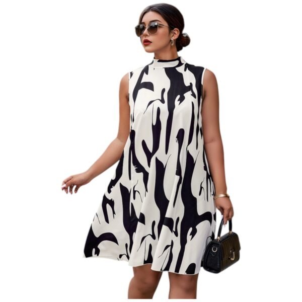 Random Print Sleeveless Back Knot Dress - Image 2
