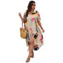 Allover Print Button Up Loose Shirt  Dress - Plus