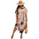 Allover Print Button Up Loose Shirt  Dress - Plus