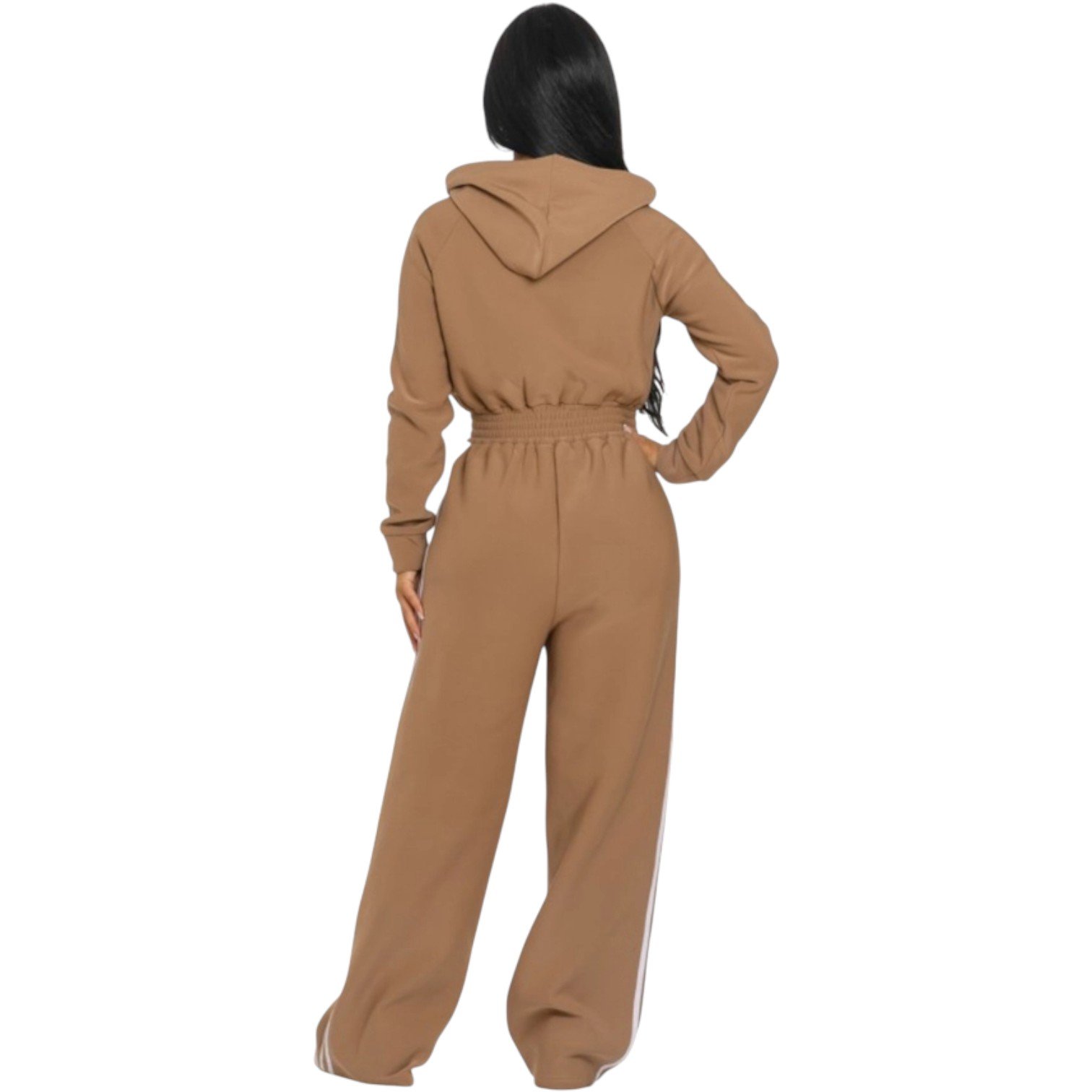 Women’s Luxe Stripe Jumpsuit – Zip-Up Hooded One-Piece - Image 14