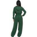 Women’s Luxe Stripe Jumpsuit – Zip-Up Hooded One-Piece
