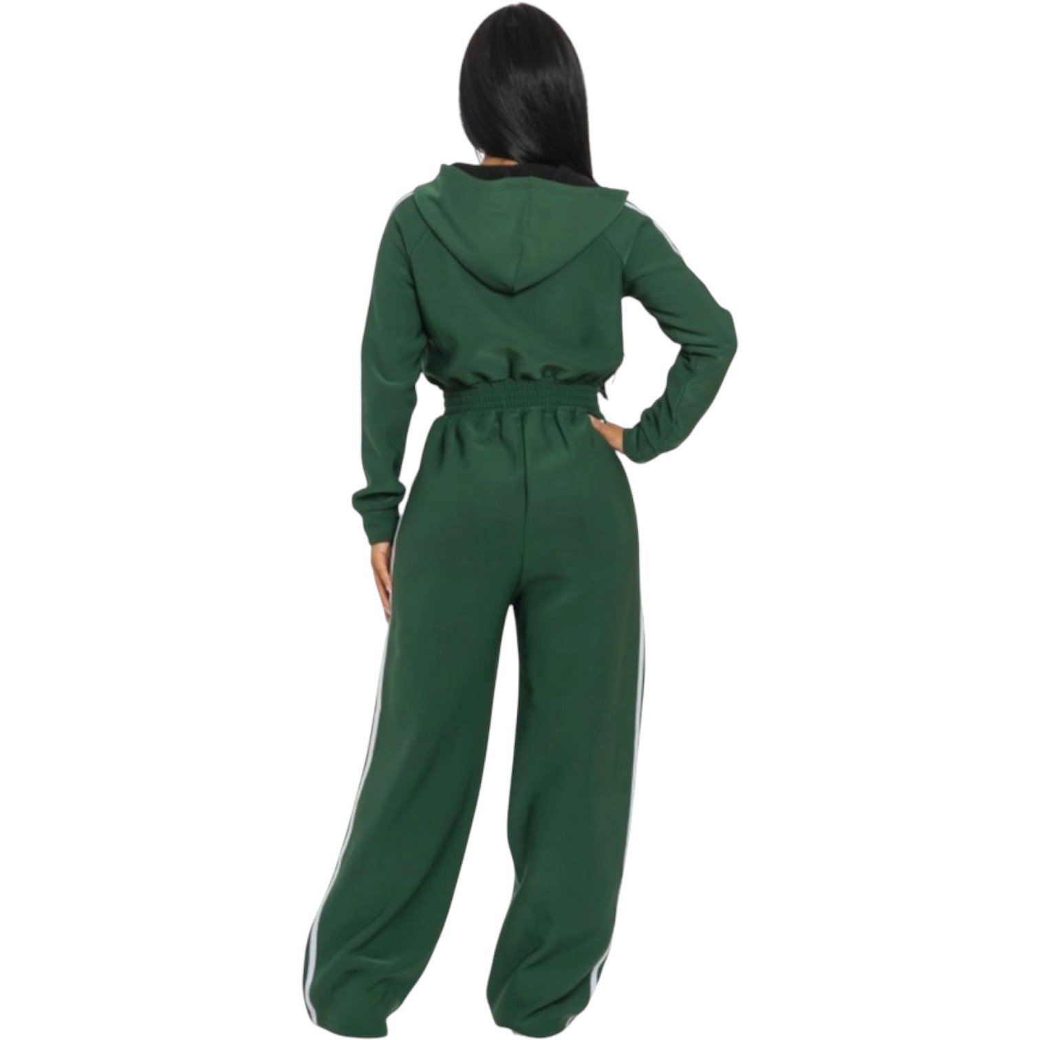 Women’s Luxe Stripe Jumpsuit – Zip-Up Hooded One-Piece - Image 13