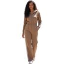 Women’s Luxe Stripe Jumpsuit – Zip-Up Hooded One-Piece