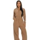 Women’s Luxe Stripe Jumpsuit – Zip-Up Hooded One-Piece